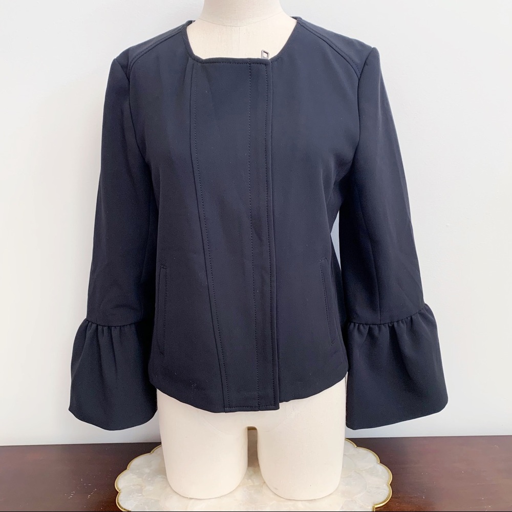 Banana Republic Black Bell Sleeve Zip Jacket Sz 8